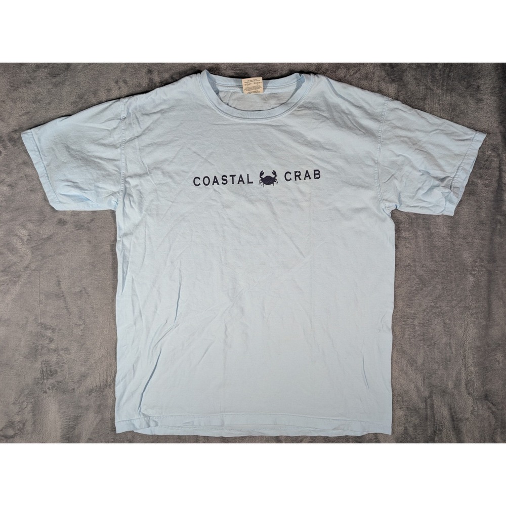 Comfort Colors Men Coastal Crab Graphic TShirt Light Blue Heavyweight Size Large